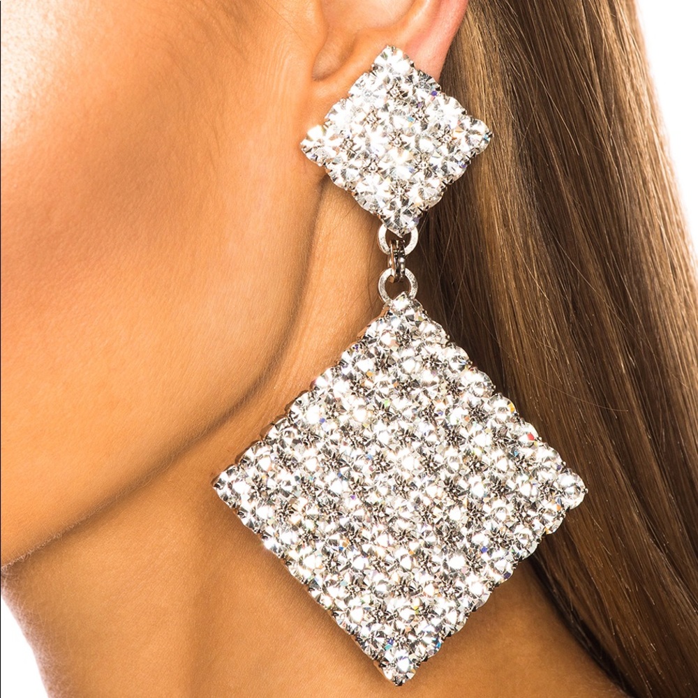 Alessandra rich double diamond clip on earrings - Picture 1 of 6